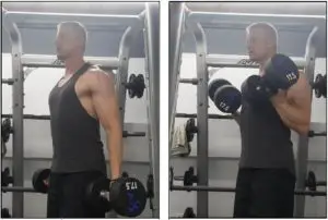 standing dumbell curl oefening