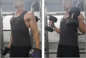 standing hammer curl oefening