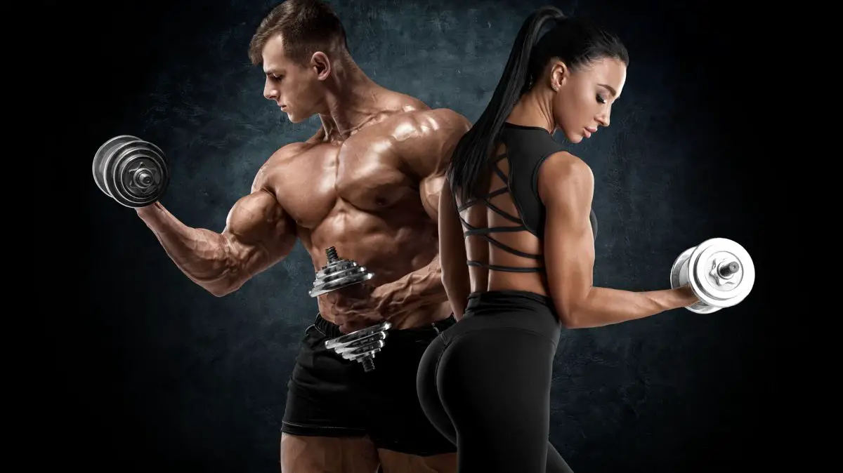 Bodybuilder man en vrouw