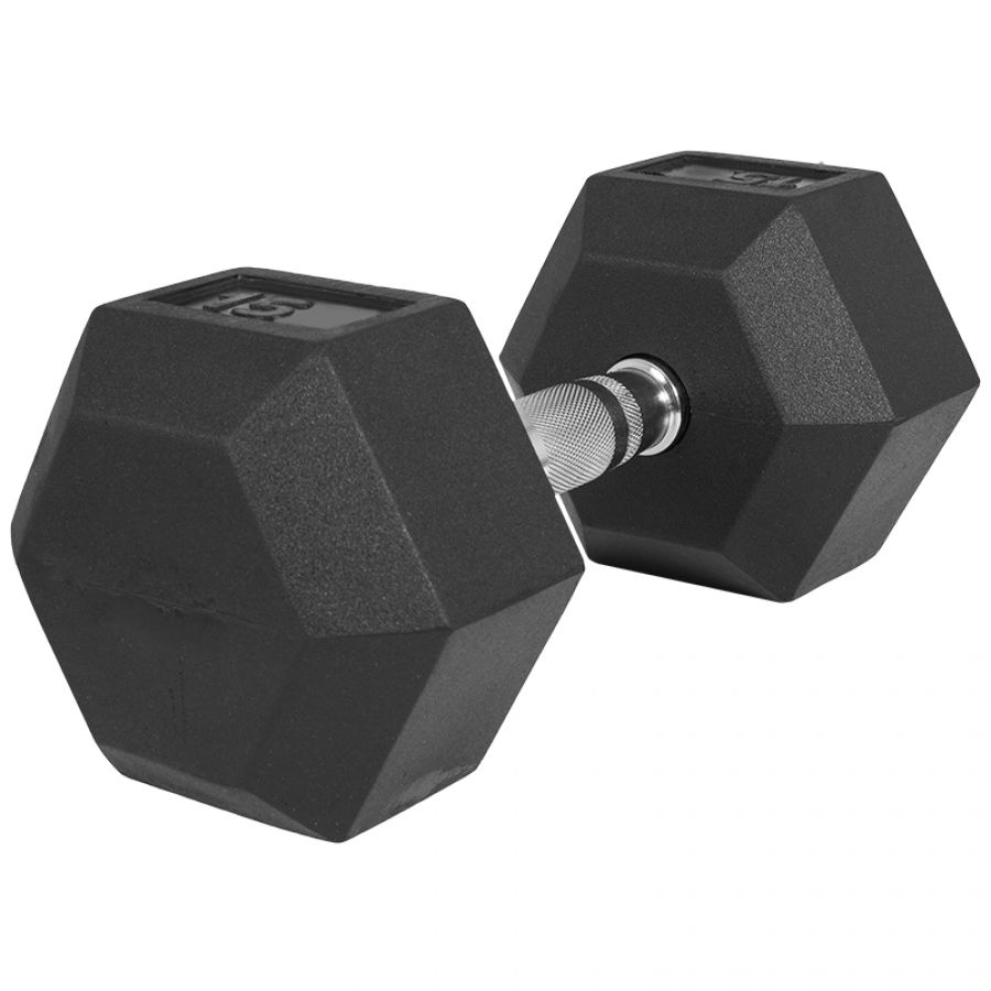 Dumbell - 15 kg - Gietijzer (rubber coating) - Hexagon - Gorilla Sports